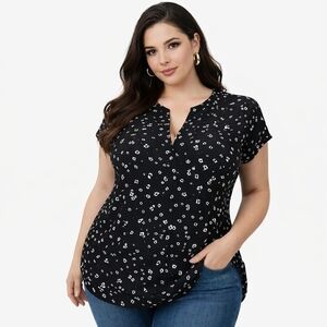 Y2K Plus Croft & Barrow Women’s Tunic Top Cottagecore Floral Boho Blouse Size 1X